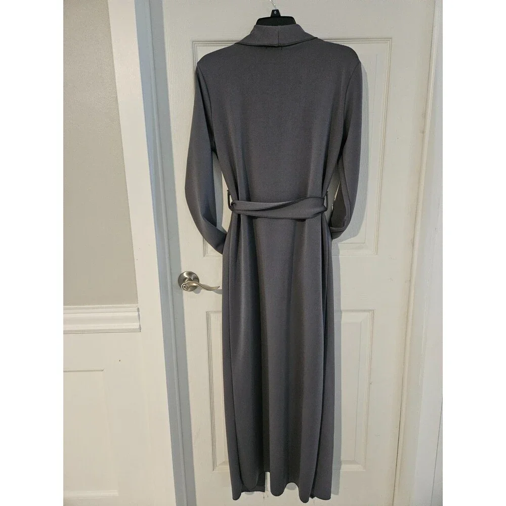 PrettyLittleThing Maxi Lightweight Wrap Coat Kimono – Size 6 – Gray